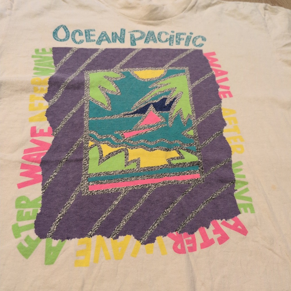 VTG OP Ocean Pacific Men Large One Size Shirt Surf Beach Cali Skater Distressed - Picture 2 of 11